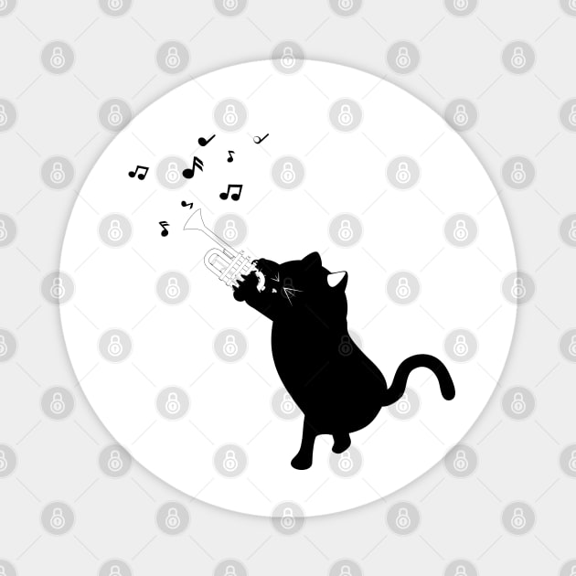 Black cat playing trumpet Magnet by AnnArtshock